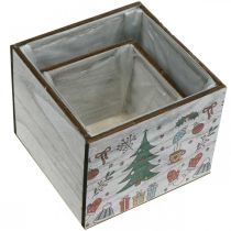 gjenstander Plantekasse juledekorasjon hvit, farget 20 × 20/15 × 15 cm, sett med 2