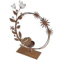 gjenstander Bird deco flower telysholder rust look 24×27×6cm