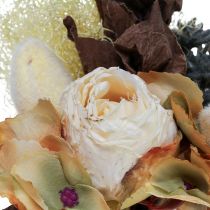 Kunstig bukett rose hortensia tørr look vintage dekorasjon 38cm