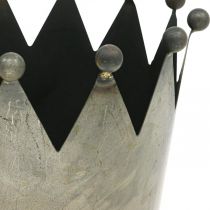 gjenstander Deco krone antikk utseende grå metalldekor Ø17,5cm H17,5cm