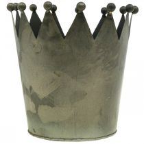 gjenstander Deco krone antikk utseende grå metalldekor Ø17,5cm H17,5cm