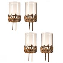 gjenstander Telysholder med glass for plugging i antikk look gull Ø5,5cm 4 stk