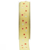 gjenstander Gavebånd med prikker bånd gul 25mm 18m