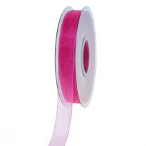 gjenstander Organza bånd gavebånd rosa bånd selvkant 15mm 50m