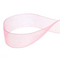 gjenstander Organza bånd gavebånd rosa bånd selvkant 25mm 50m