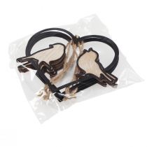 gjenstander Hengende dekorasjonshjerte med fugledekor for oppheng 12 cm 4 stk