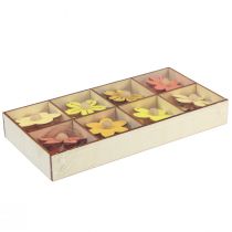 gjenstander Treblomster hengende dekor tre sommerdekor gul 4,5cm 24 stk