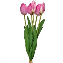 gjenstander Rosa Tulipaner Dekorasjon Real Touch Kunstige Blomster Vår 49cm 5stk