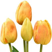 gjenstander Oransje Gule Tulipaner Dekorasjon Real Touch Kunstige Blomster 49cm 5stk
