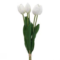 gjenstander Hvite Tulipaner Dekorasjon Real Touch Kunstige Blomster Vår 49cm 5stk