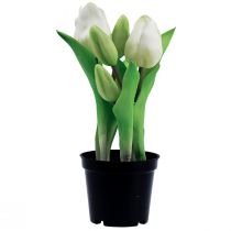 gjenstander Kunstige tulipaner i potte Hvite tulipaner kunstige blomster 22cm