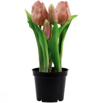 gjenstander Kunstige tulipaner i potte Tulipaner Fersken kunstige blomster 22cm