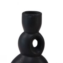 gjenstander Lysholder Keramisk Lysestake Sort H13cm 2 Stk