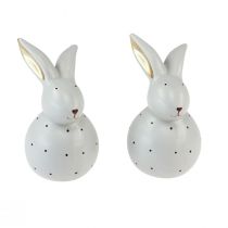 gjenstander Påskehare dekorative figurer kaniner med prikkmønster 13cm 2stk