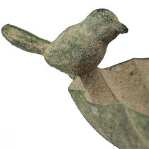 gjenstander Dekorativ fuglebadeskål metall antikkgrønn 21×17×35,5cm