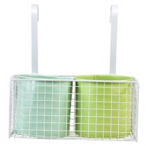 gjenstander Blomsterpotte hengende metallgrønn balkongdekor L22cm H23,5cm