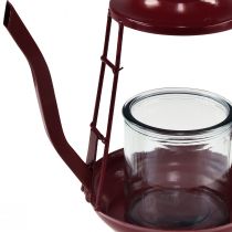 gjenstander Telysholder glass lanterne metallkanne rød H22cm