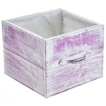 gjenstander Planteskuff med håndtak rosa hvit tre 12/15cm sett med 2 stk