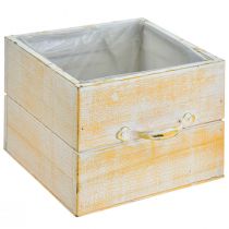 gjenstander Planteskuff med håndtak oransje hvit tre 12/15cm sett med 2 stk