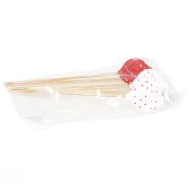 gjenstander Hjerter røde og hvite prikkete blomsterplugger tre 6×5cm 18 stk