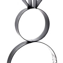 gjenstander Påskeharepynt, metall, svart og sølv, påskefigur, 11 x 31 cm