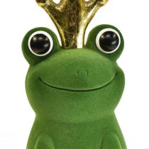 gjenstander Dekorativ frosk, froskeprins, vårdekorasjon, frosk med gullkrone grønn 40,5cm