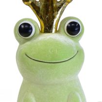 gjenstander Dekorativ frosk, froskeprins, vårdekorasjon, frosk med gullkrone lysegrønn 40,5cm