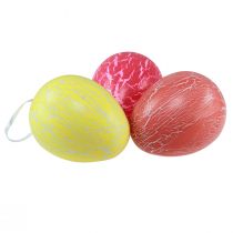 gjenstander Dekorativ oppheng påskeegg gul/rosa/rød craquelure Ø15cm 3 stk