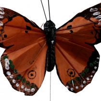 gjenstander Dekorative sommerfugler på trådfjær grønn rosa oransje 6,5×10cm 12stk