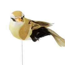 gjenstander Fjærfugl på tråd dekorativ fugl med fjærgrønne 4cm 12stk