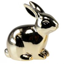 gjenstander Keramiske kaniner gull kanin sittende metall look 8,5cm 3stk