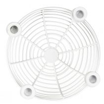 gjenstander Lysholder i hvit dekorativ metallskål Ø14cm H7cm