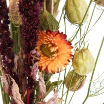gjenstander Bukett tørkede blomster stråblomster oransje lilla 55cm 70g