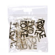 gjenstander Valentinsdag dekorativt anheng Love metall sølv 4cm 12stk