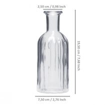 gjenstander Flaskevase, glassvase, høy vase, klar, Ø7,5 cm, H19,5 cm, 2 stk.