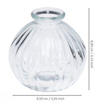 gjenstander Liten glass vase ball vase vase klare riller Ø8,5cm H8cm
