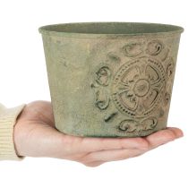 gjenstander Metallblomsterpotte, grønn, vintage, Ø22 cm–13,5 cm, sett med 3