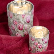 gjenstander Dekorativ glasslykt med tulipandesign for vårlig interiør, 8 cm, 4 stk.
