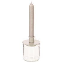 gjenstander Metalllysestake i matt beige, liten lysestake for spisslys, 8 cm, 3 stk.