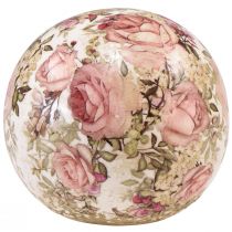 Keramikkkule med rosemotiv keramisk dekorativt fajanse 12cm