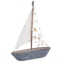 gjenstander Seilbåtdekorasjon seilskute tre vintage 18×3,5×24cm