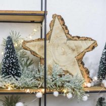 Brett laget av treskive, jul, tredekorasjonsstjerne, naturlig tre Ø20cm