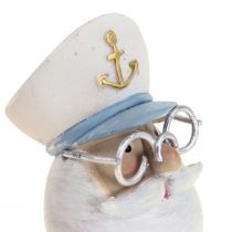 Maritim dekorasjonsfigur kaptein med briller sommerdekor H11,5cm