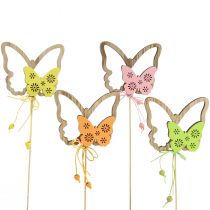 Blomsterplugg sommerfugl dekorativ plugg tre 8,5x7cm 12 stk