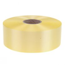 Ruffet bånd gavebånd sløyfebånd lys gul 50mm 100m
