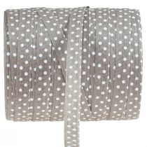 gjenstander Gavebånd prikkete bomullsbånd brun 10mm 100m