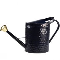 gjenstander Dekorativ vannkanne, vintage blå og gullrutete metall, retro design for innendørs bruk, hage eller balkong, 65 cm