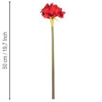gjenstander Kunstig rød amaryllisblomst med stilk, blomsterdekorasjon til jul, 50 cm