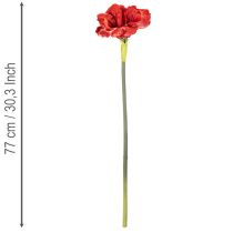 gjenstander Kunstig amaryllisblomst, rød, lang stilk, til vase og arrangement, 77 cm