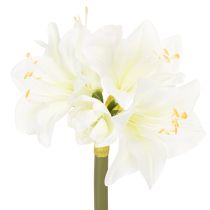 gjenstander Kunstig amaryllisblomst, hvit, med stilk, advent og jul, 50 cm